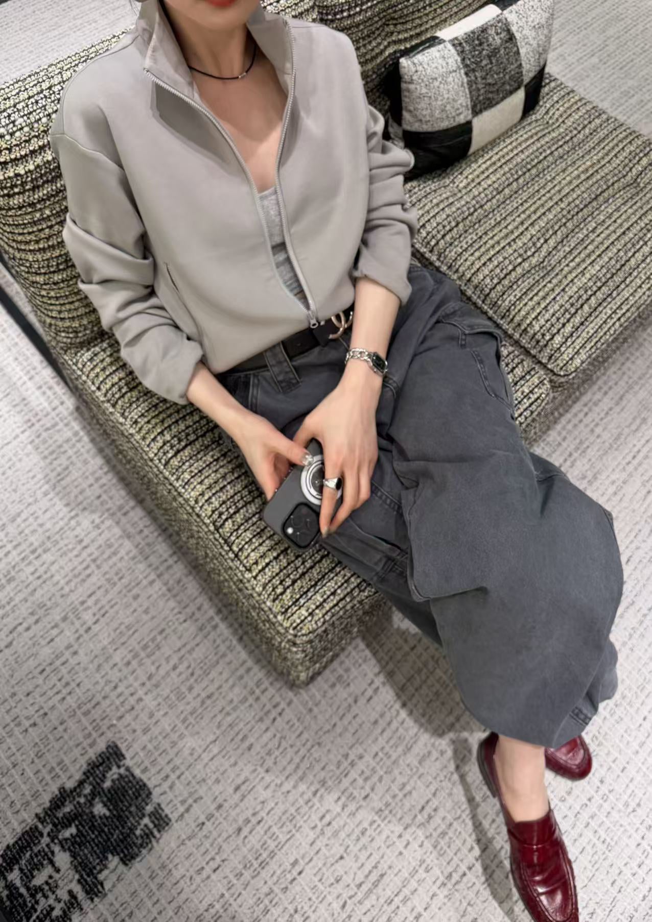 Little Red Book Trending! [LACHER] Best-selling Workwear Jeans! Cargo Style Loose Distressed Wash Straight Leg Denim Pants 371A026# SYYY