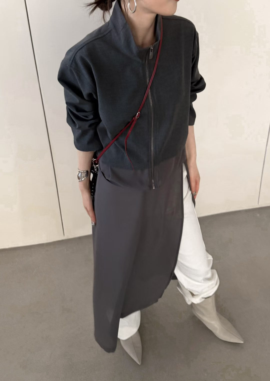 Little Red Book Trending! [LACHER] High-Intellect Style! Commuter & Daily Ready! Unique Stand Collar Mesh-Spliced Zipper Fashion Short Suit Jacket 371D020# SYYY