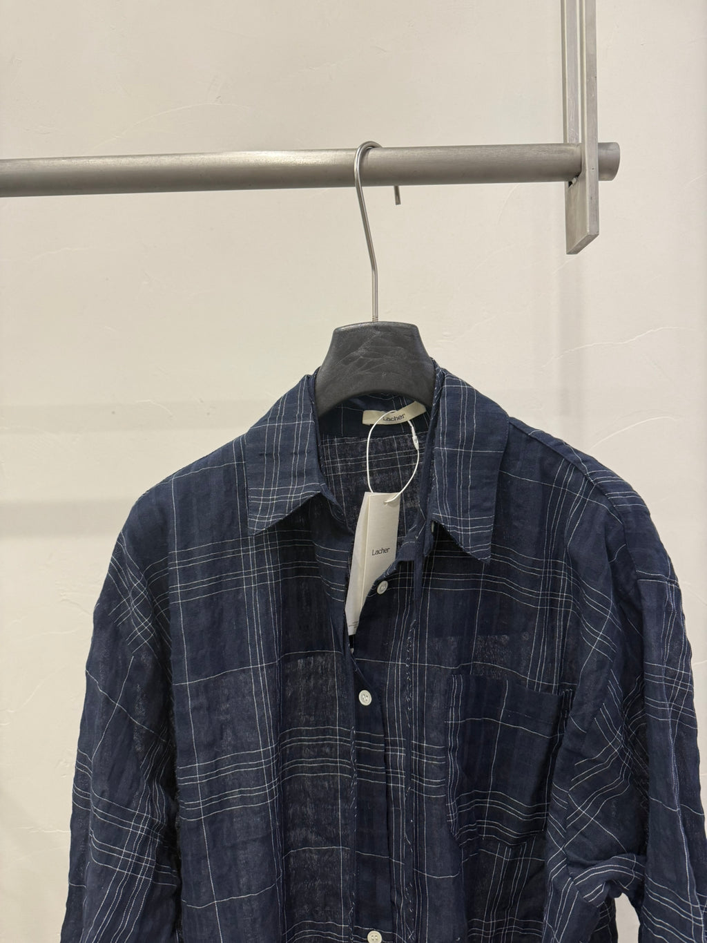 LACHER Premium Textured Plaid Shirt - Casual Drop Shoulder Long Sleeve Blouse for Women