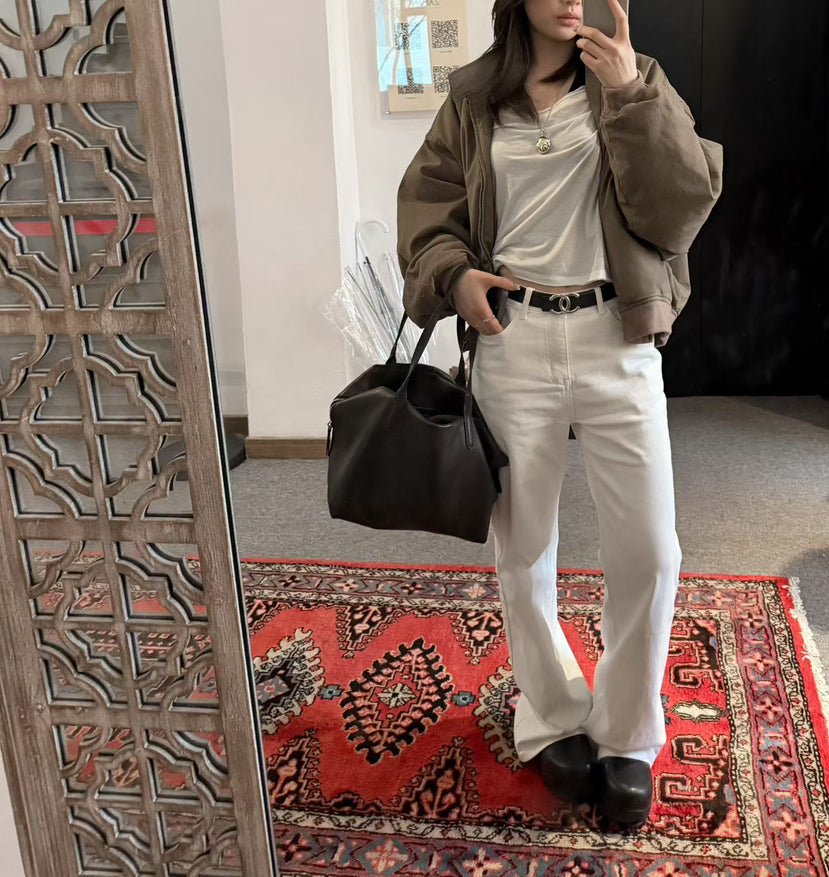 Women's High-Waisted Slimming Flare Jeans - Elegant Spring Solid Color Washed Denim Trousers