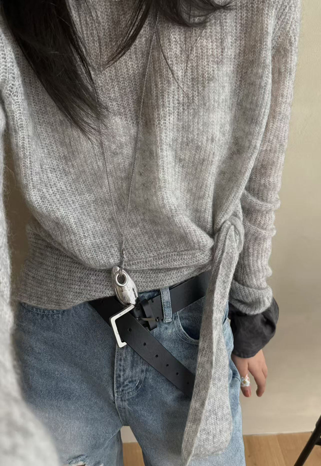 LACHER Chic Hem-Tie Knit Sweater - Soft Skin-Friendly Spring Pullover