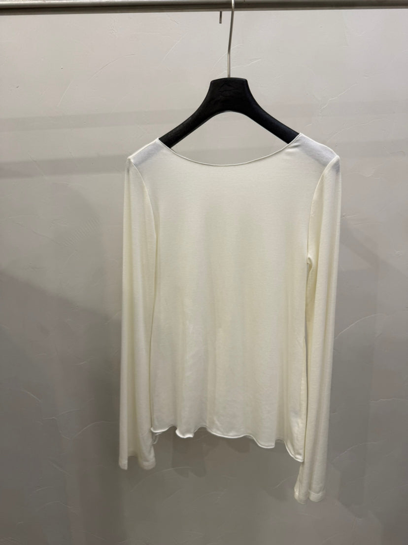 LACHER Elegant Slim Fit Round Neck Long Sleeve T-Shirt - Korean Style Wool Blend Minimalist Top
