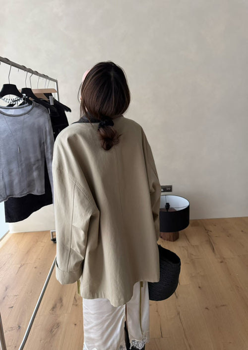 Elegant Contrast Panel Trench Coat - Premium Spring Lapel Single-Breasted Mid-Length Overcoat