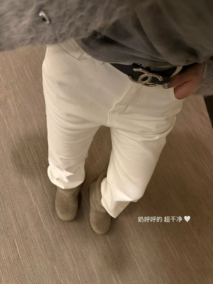 Women's High-Waisted Slimming Flare Jeans - Elegant Spring Solid Color Washed Denim Trousers