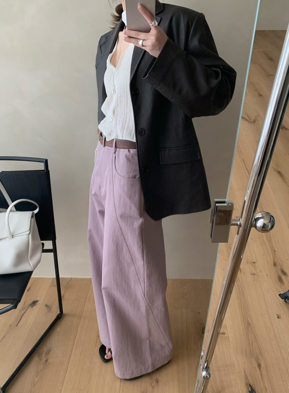 Women's High-Waisted Wide-Leg Straight Pants - Elegant Solid Color Slimming Leisure Trousers