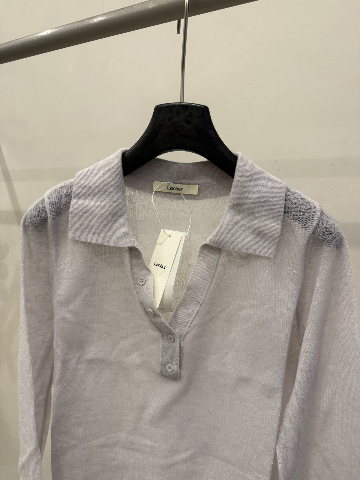 LACHER Premium Wool Blend Polo Collar Solid Color Knit Sweater
