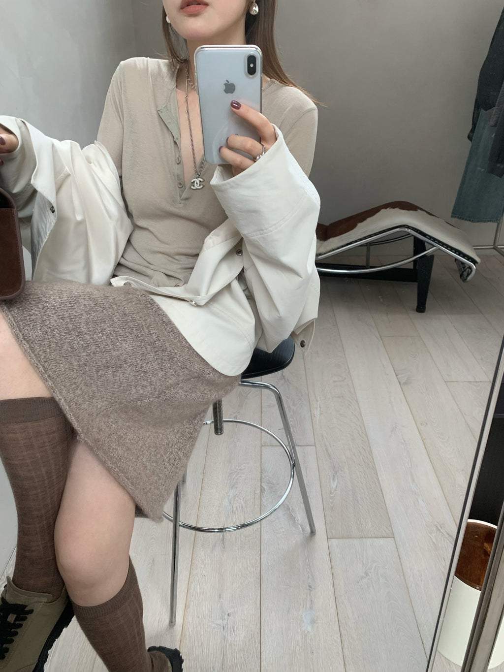 Premium Korean Style V-Neck Long Sleeve Basic Top - Elegant Loose Fit Autumn Blouse