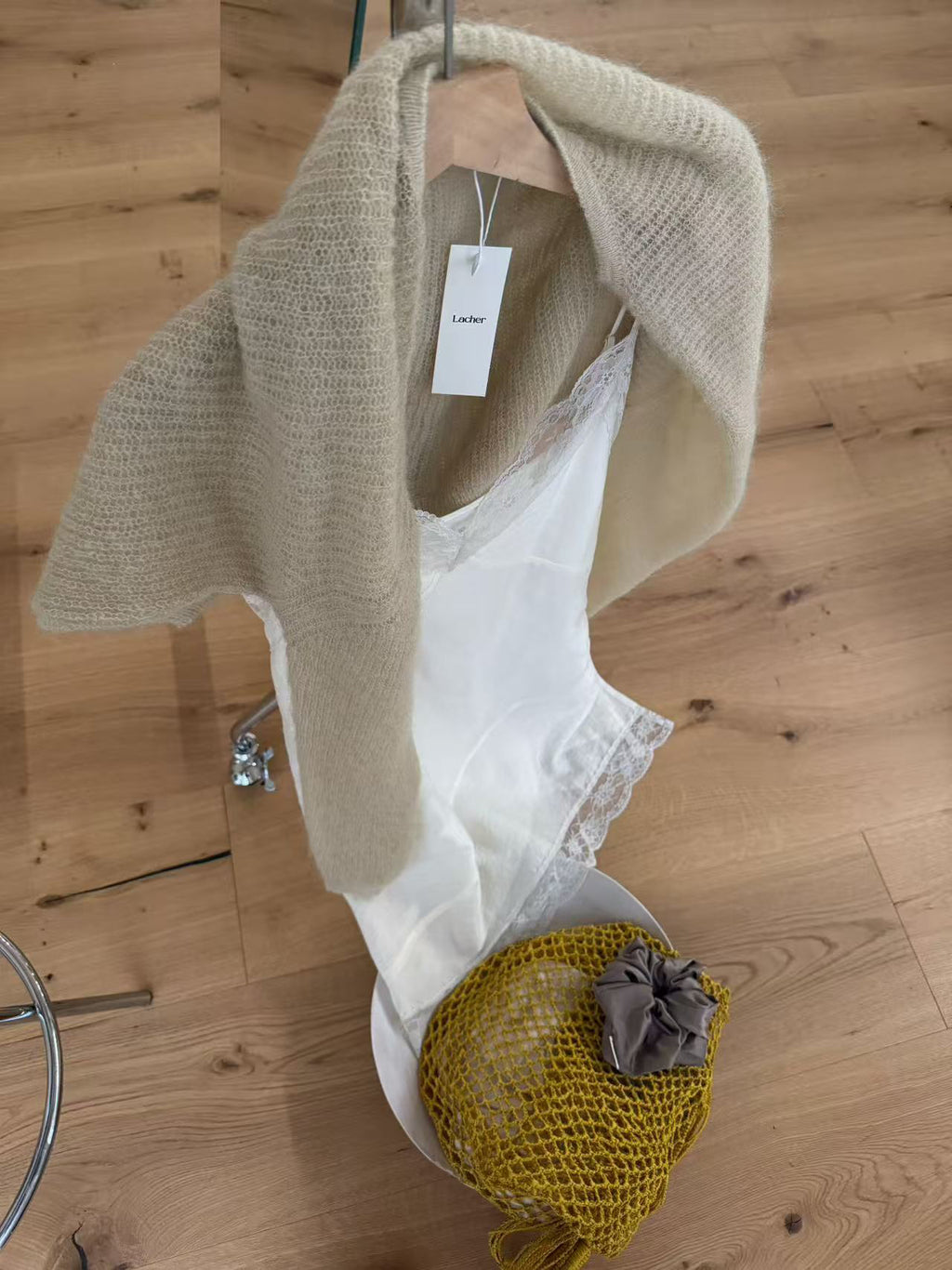 LACHER Elegant Lace Splicing Cami Dress - Versatile Solid Color Midi Slip Dress