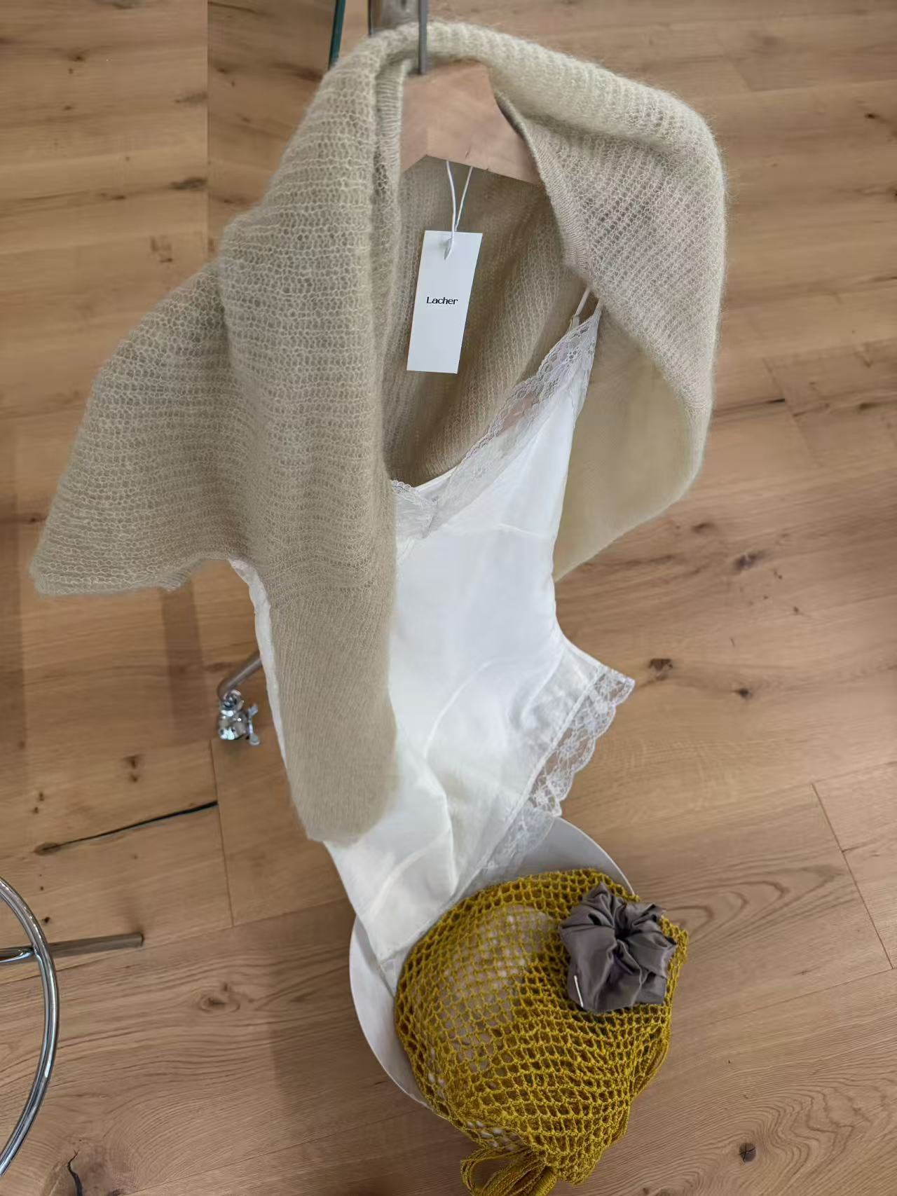 LACHER Elegant Lace Splicing Cami Dress - Versatile Solid Color Midi Slip Dress