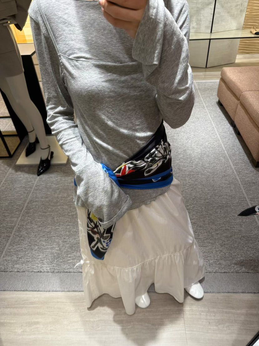 LACHER Elegant Slim Fit Round Neck Long Sleeve T-Shirt - Korean Style Wool Blend Minimalist Top