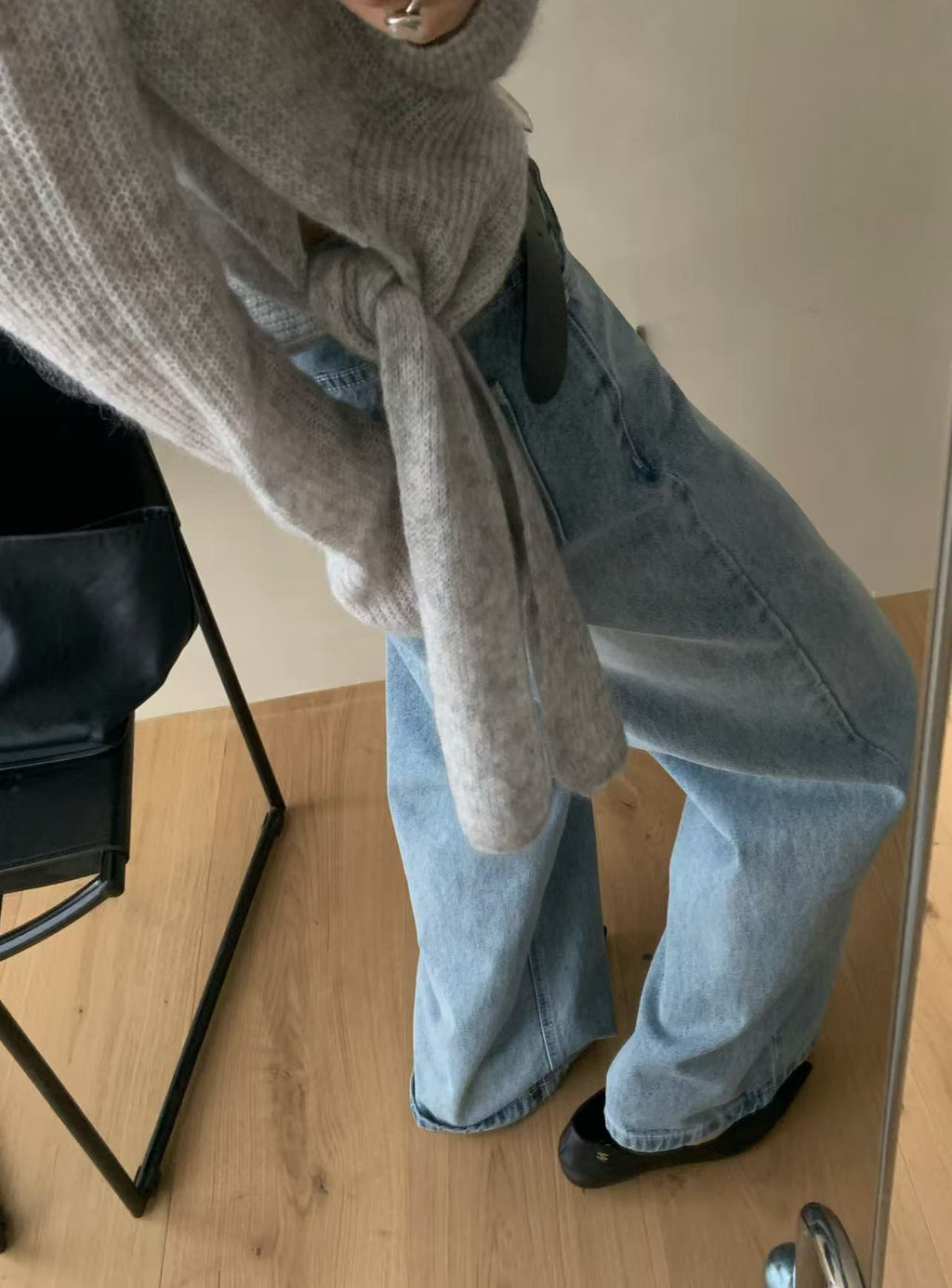 LACHER Designer Collection Distressed Wide-Leg Ripped Gradient Jeans