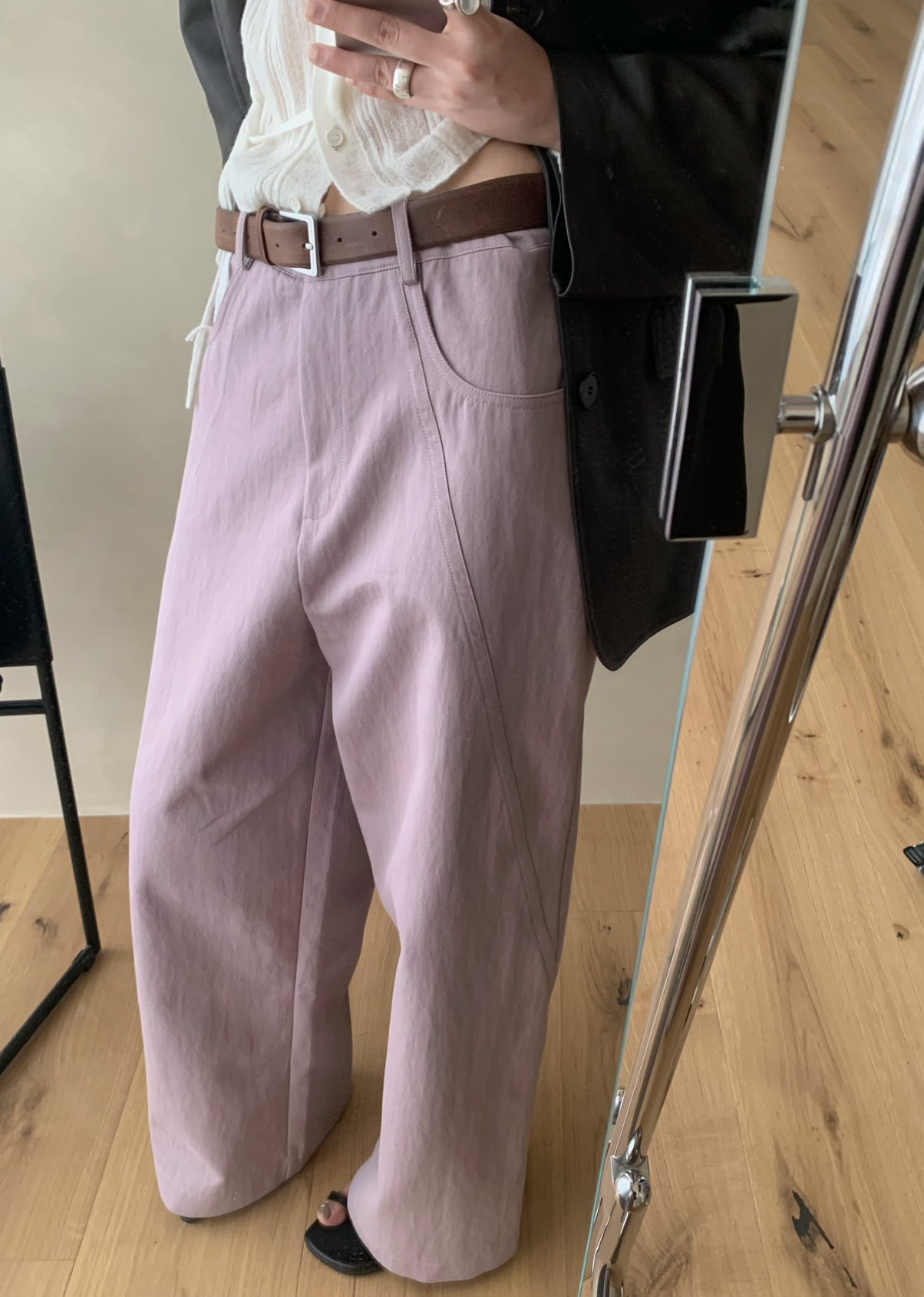 Women's High-Waisted Wide-Leg Straight Pants - Elegant Solid Color Slimming Leisure Trousers