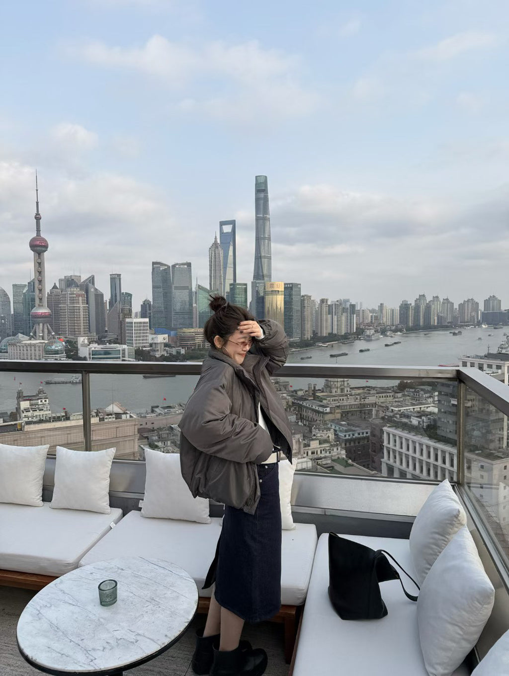 LACHER Early Spring 2026 High-Waist Back-Slit Denim Mini Skirt