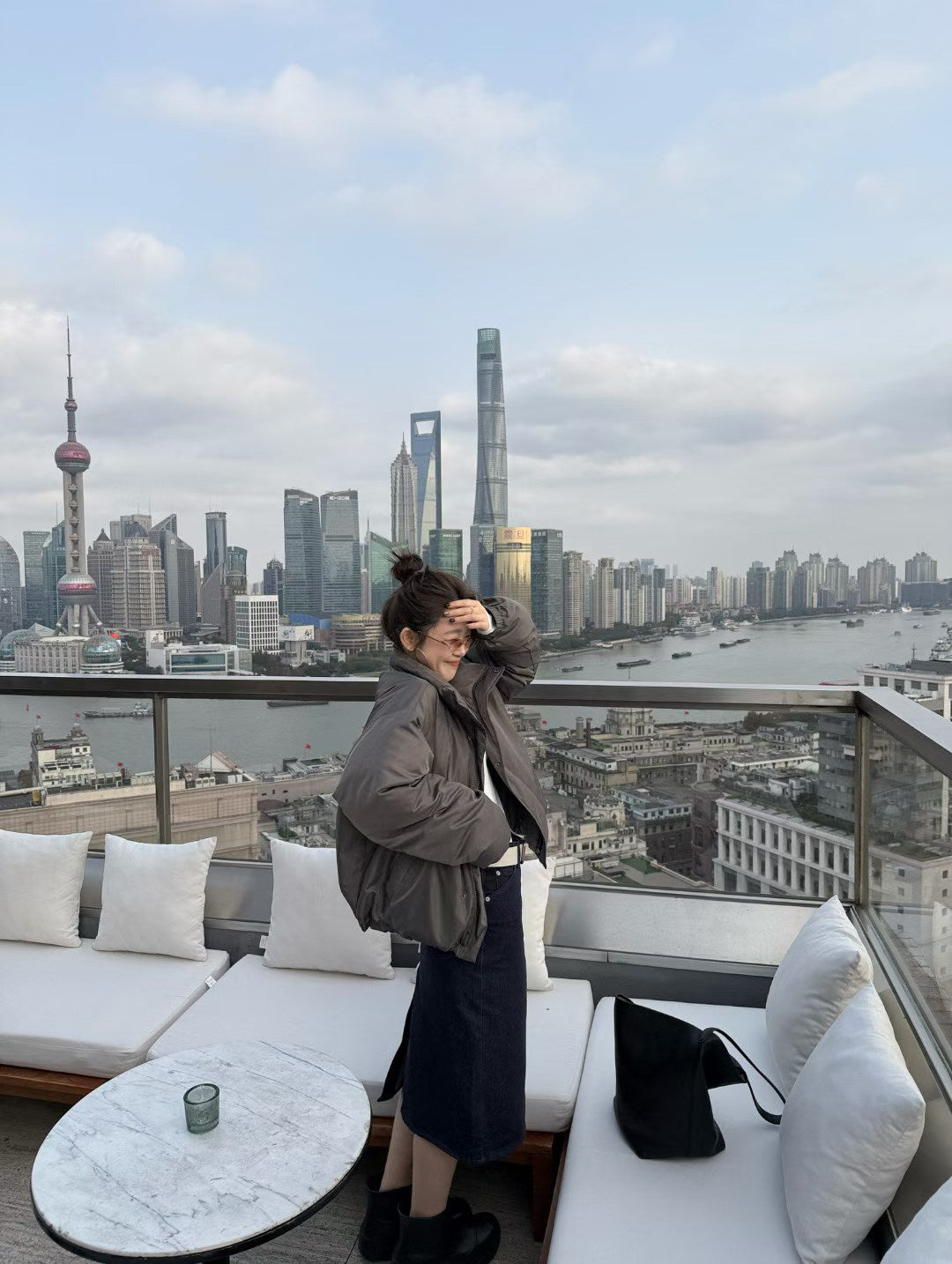 LACHER Early Spring 2026 High-Waist Back-Slit Denim Mini Skirt